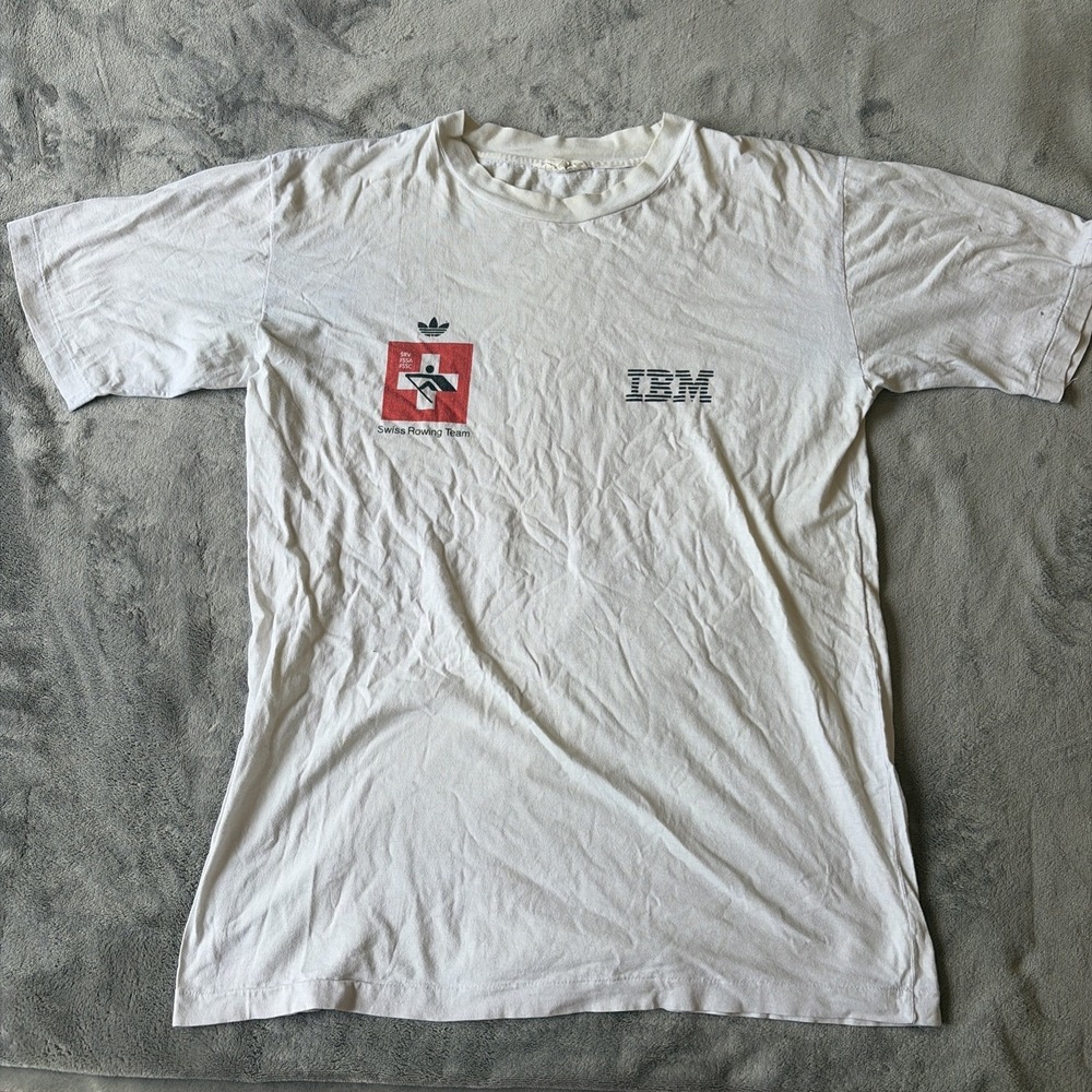 VTG Adidas Swiss Rowing‎ Team Switzerland IBM Promo Shirt Sz XL READ